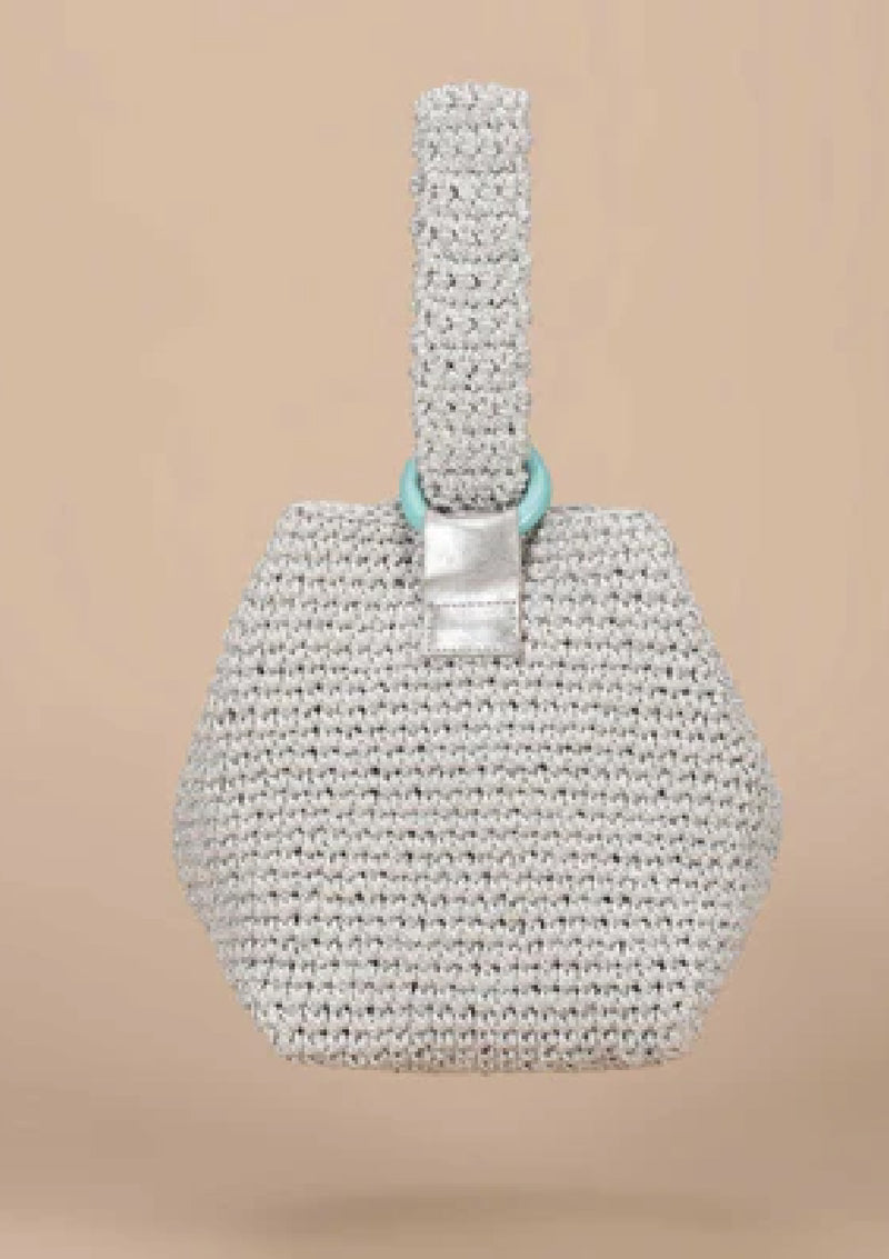 Shop The Silver Crochet Handheld Bag For Womens | IshqMe