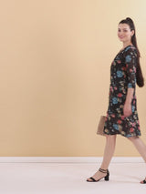Floral Printed Two Piece Party Dress, 2 piece dress for party, 2 piece floral dress