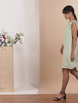 Nebula - Green Linen Shift Dress