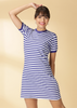 Hayley - Pink Denim Jacket with Blue Striped Dress