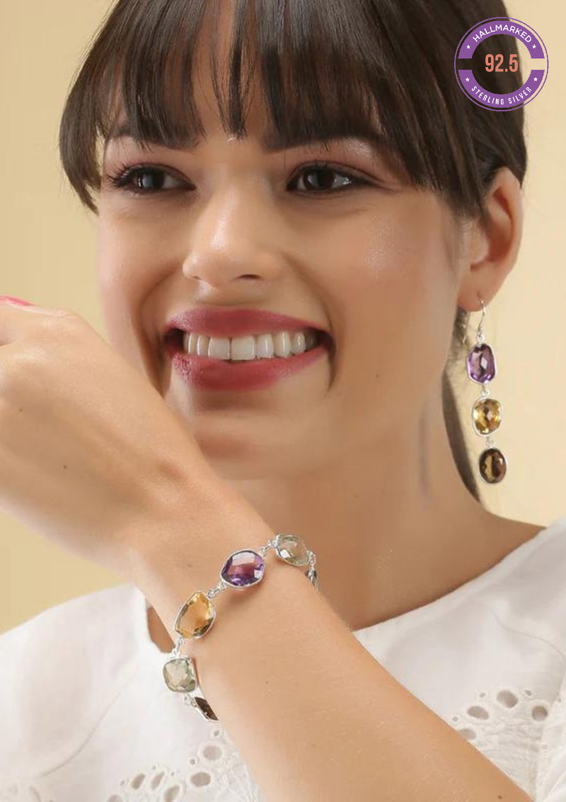 Silver Bracelet with natural gemstones