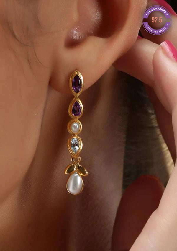 GOLD PLATED SILVER DROP EARRINGS