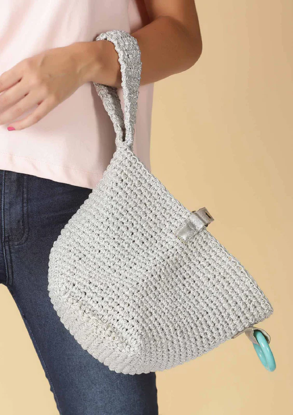 Silver Crochet Handheld Bag