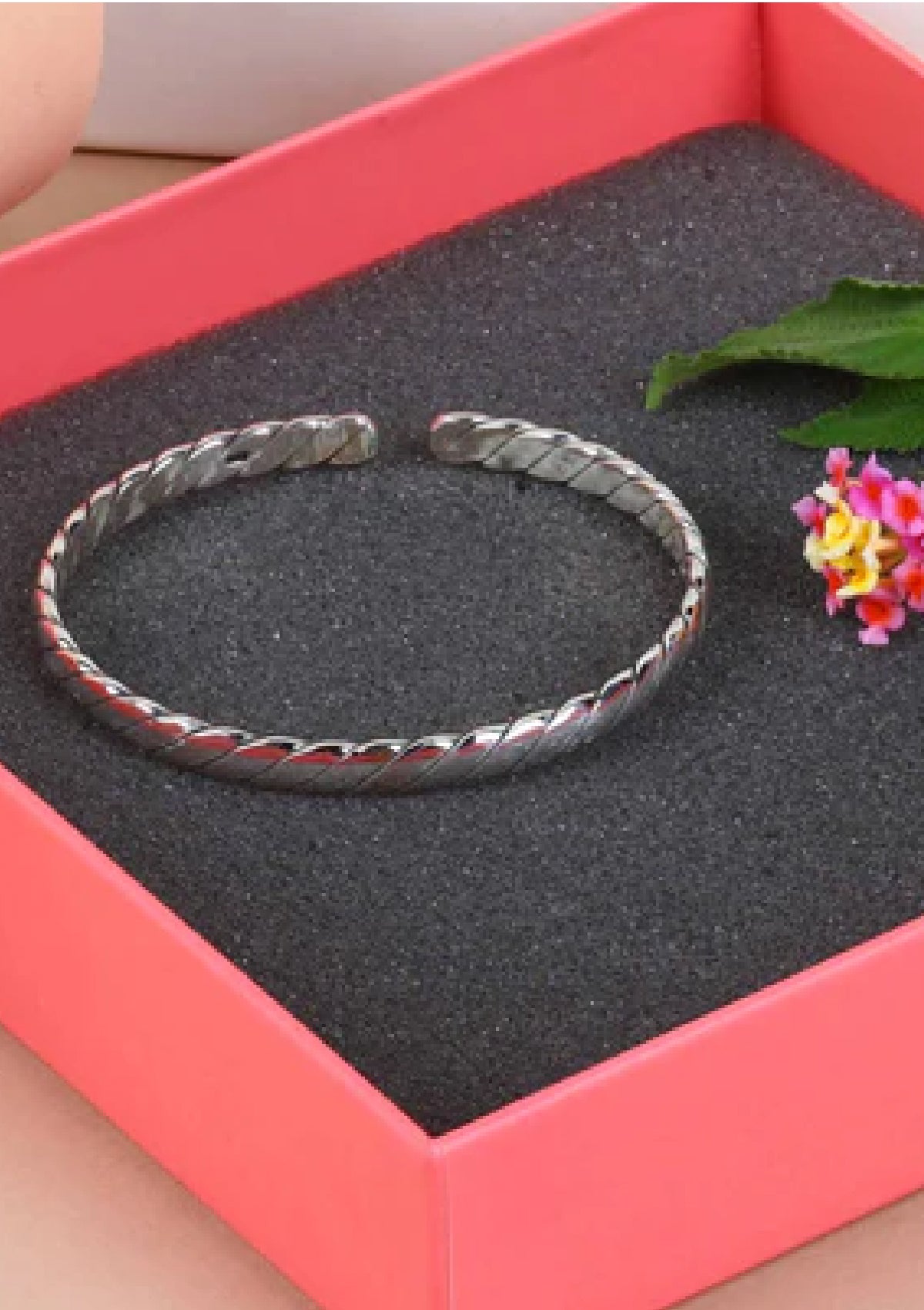 Solid Ridged Silver Bracelet