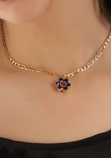 Neon Daisy Flower Pendant (Blue and Orange)