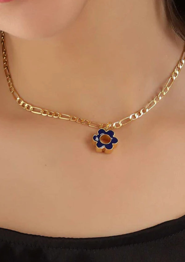Neon Daisy Flower Pendant (Blue and Orange)